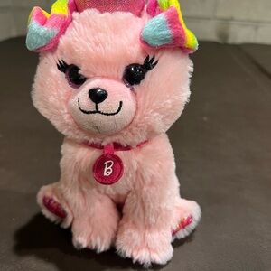 Barbie Pink Stuffed Animal with Rainbow Accents